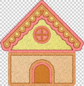 Patchwork Clipart gingerbread house. Illustrazione stock
