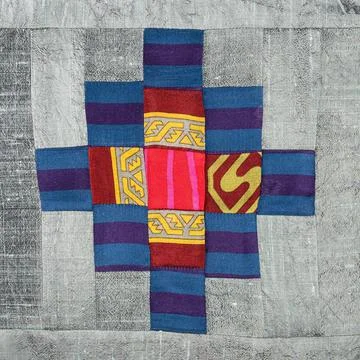 Patchwork cloth with pattern of silver fabric Stock Photos