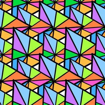 Patchwork color triangle decorations seamless pattern textile print. repeat p Stock Illustration