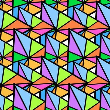 Patchwork color triangle decorations seamless pattern textile print. repea... Stock Photos