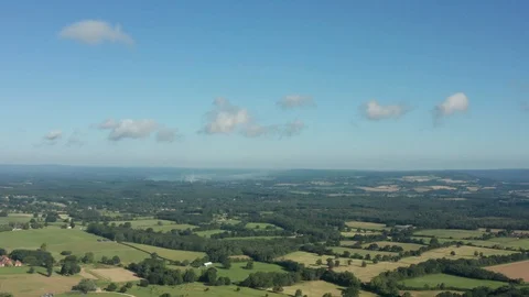 Patchwork countryside British aerial view near Southampton, England Stock Footage 113598505