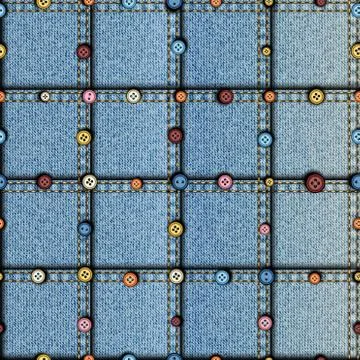 Patchwork of denim fabric. Illustrazione stock