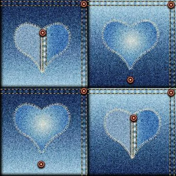 Patchwork of denim fabric. Stock Illustration