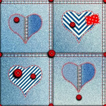 Patchwork of denim fabric. Stock-Illustration