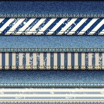 Patchwork of denim fabric. Stock Illustration