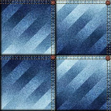 Patchwork of denim fabric. Stock-Illustration