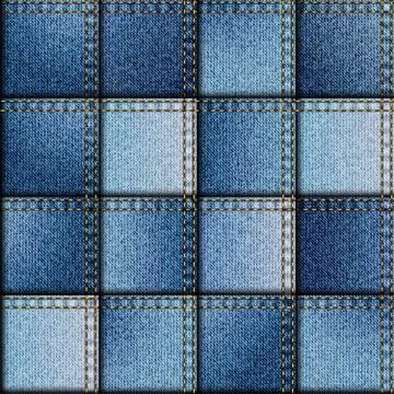 Patchwork of denim fabric. Stock Illustration