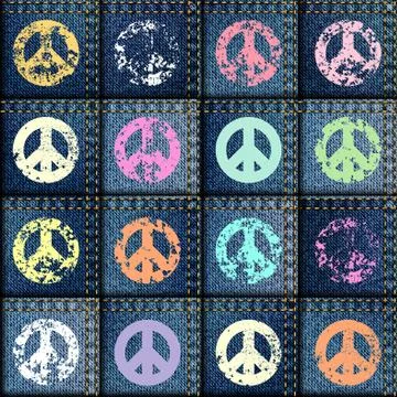 Patchwork of denim fabric. Ilustración de archivo