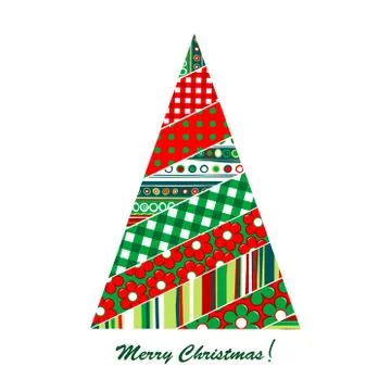 Patchwork design of Christmas tree Ilustración de archivo
