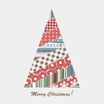 Patchwork design of Christmas tree Ilustración de archivo