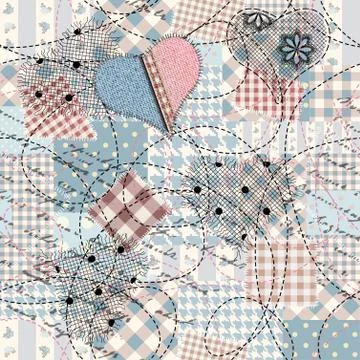 Patchwork with the embroidery. 스톡 일러스트