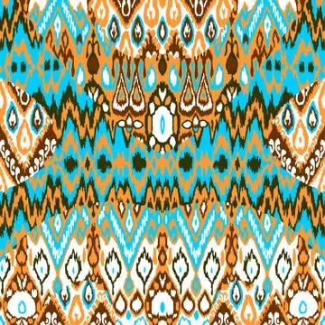 Patchwork ethnic bohemian arabesque pattern print. Seamless zigzag geometric Stock Illustration