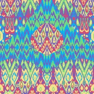 Patchwork ethnic bohemian arabesque pattern print. Seamless zigzag geometric Stock Illustration