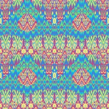 Patchwork ethnic bohemian arabesque pattern print. Seamless zigzag geometric Stock Illustration