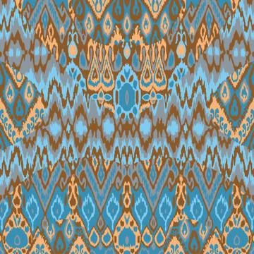 Patchwork ethnic bohemian arabesque pattern print. Seamless zigzag geometric Stock Illustration