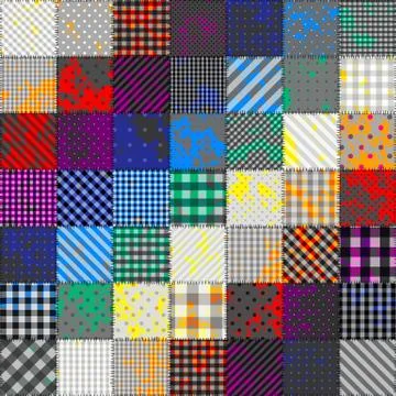 Patchwork of fabric in rainbow colors. Stock Illustration