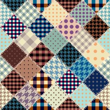 Patchwork of a fabric squares Stock Illustration