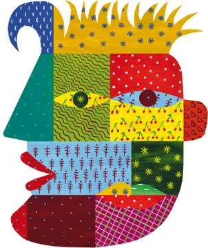 Patchwork Face on White Background Stockillustratie