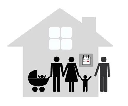 Patchwork family concept father pick up his child on the weekend pictogram Illustrazione stock