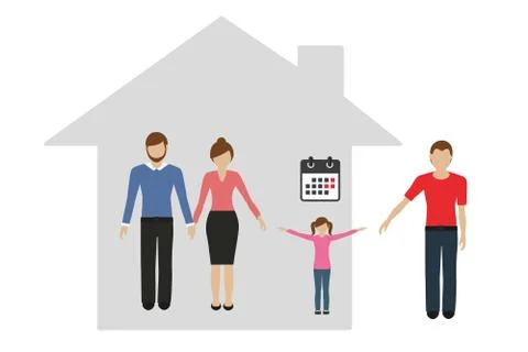 Patchwork family concept pick up the child on the weekend pictogram vector イラスト素材