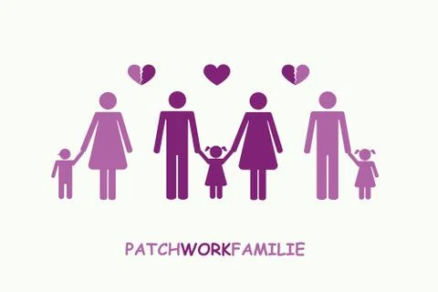 Patchwork family separation concept pictogram Stock Illustration