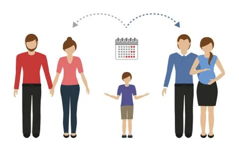 Patchwork family time management concept Stock Illustration