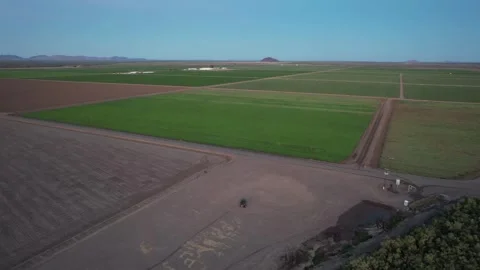 Patchwork Farm Fields at Evening, Mohawk Valley Arizona Stock Footage 347213662