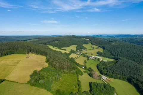 Patchwork farmland and forest, Morvan countryside 写真素材