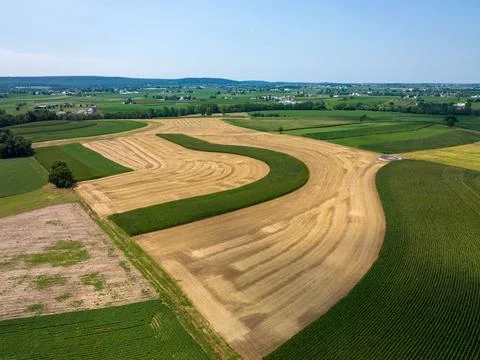 Patchwork Fields Aerial 스톡 사진