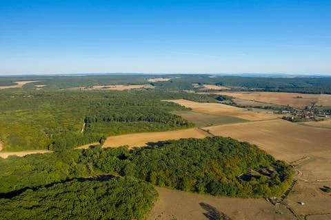 Patchwork of fields and forest in central France Stock Photos