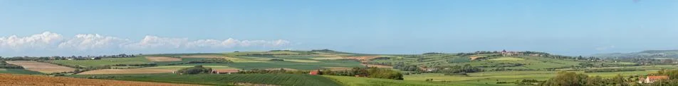 A patchwork of fields and meadows near Wimereux Stock Photos