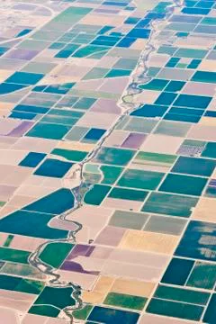 Patchwork Fields,California, USA Stock Photos
