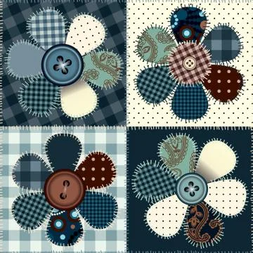 Patchwork with flowers. Illustrazione stock