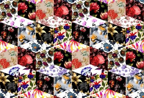 Patchwork flowers pattern. Illustrazione stock