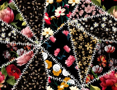 Patchwork flowers pattern. Stock Illustration