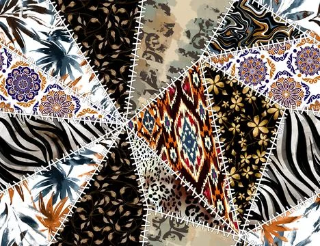 Patchwork flowers pattern. Illustrazione stock