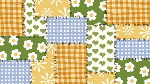 Patchwork hand-drawn animation on a seamless loop Stock Footage 340517310