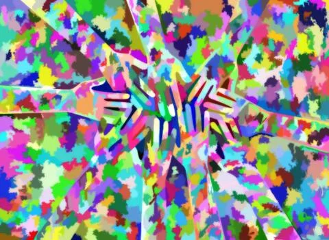 Patchwork Hands Stock-Illustration