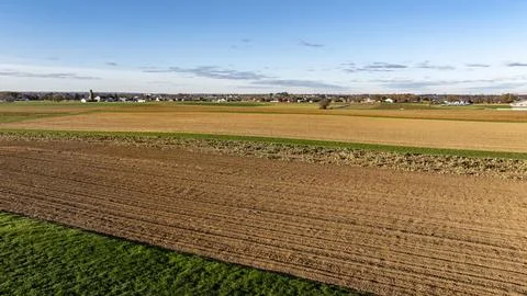 Patchwork of Harvested Fields 스톡 사진