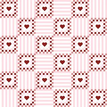Patchwork hearts cute seamless pattern Illustrazione stock