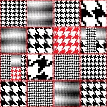 Patchwork with houndstooth ornament. 스톡 일러스트