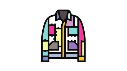 Patchwork jacket diy fashion handmade color icon animation Stock Footage 326111264