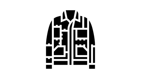 Patchwork jacket diy fashion handmade glyph icon animation Stock Footage 326148236