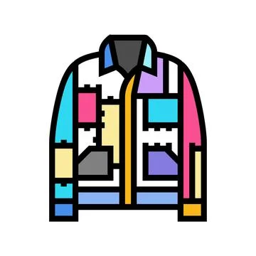 Patchwork jacket diy fashion handmade color icon vector illustration Stock Illustration