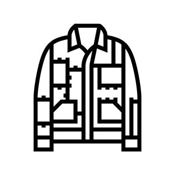Patchwork jacket diy fashion handmade line icon vector illustration Stock Illustration
