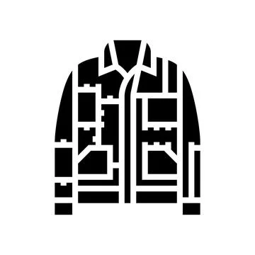 Patchwork jacket diy fashion handmade glyph icon vector illustration Stock Illustration