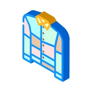 Patchwork jacket diy fashion handmade isometric icon vector illustration Stock Illustration