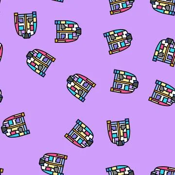 Patchwork jacket diy fashion handmade vector seamless pattern 库存插图