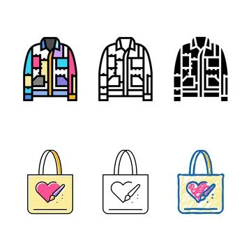 Patchwork jacket diy fashion minimal handmade color icon vector 스톡 일러스트