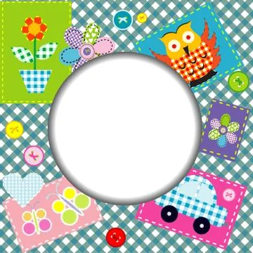 Patchwork for kids with childish elements Stock Illustration